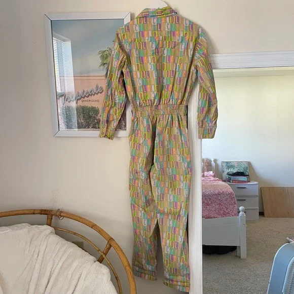 Lucy & Yak Frankie Spellout Colorblock Pastel Boilersuit Coveralls Jumpsuit - Picture 5 of 5